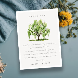 Rustikale Grüne Wasserfarbe Willow Tree Farm Hochz Dankeskarte