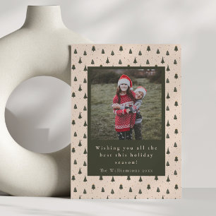 Rustikale Grüne Weihnachtsbaumen Zwei Foto Vertika Feiertagskarte