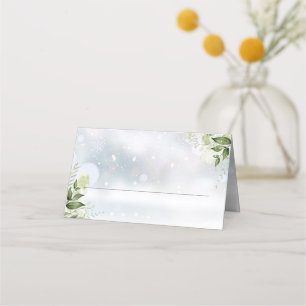 Rustikale Grüne Winterhochzeit Platzkarte