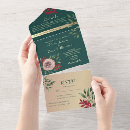 Rustikale Grünen Hochzeit All In One Einladung