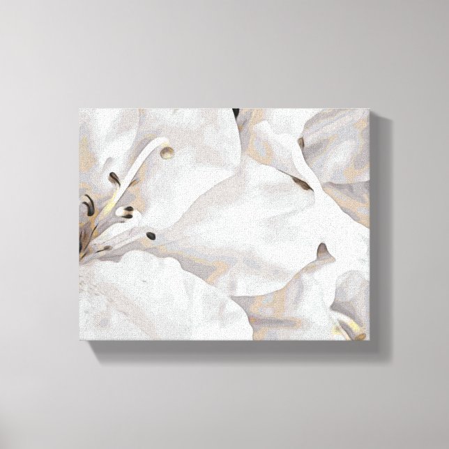 *~* Rustikale Grunge Azalea Blume Weiß Neutral Leinwanddruck (Vorderseite)