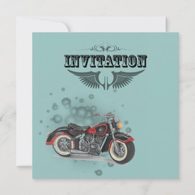 Rustikale Grunge Motorrad-Hochzeit Ankündigung (Vorderseite)