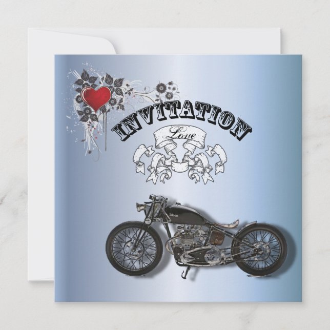 Rustikale Grunge Motorrad-Hochzeit Ankündigung (Vorderseite)