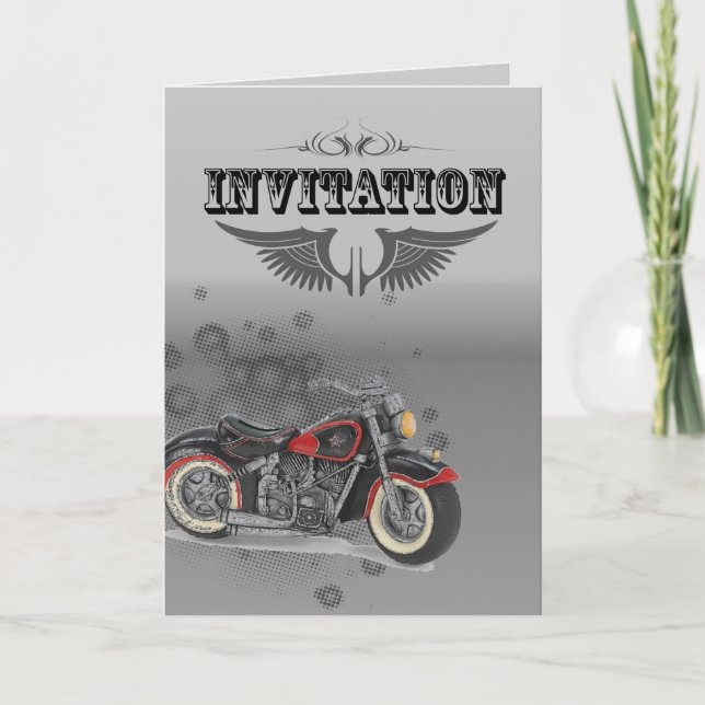 Rustikale Grunge Motorrad-Hochzeit Dankeskarte (Vorderseite)