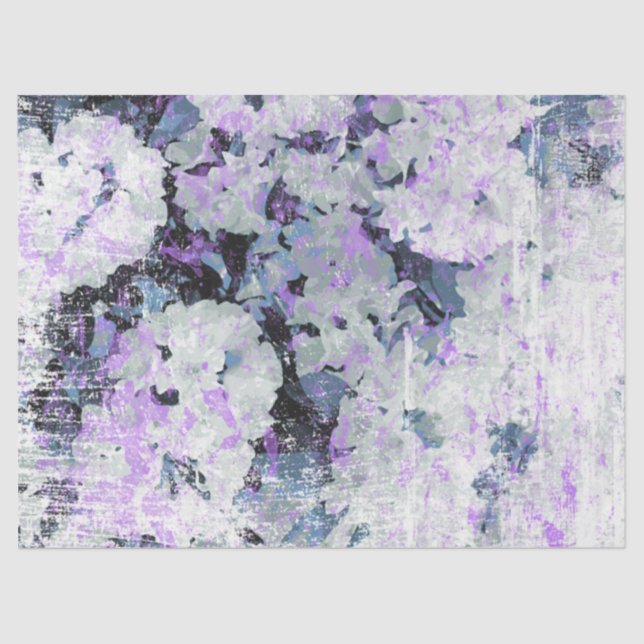 *~* Rustikale Grunge Rhododendron Blume Weiß Rosa Seidenpapier (Vorderseite)