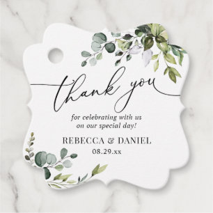 Rustikale Grünmonogramm-Hochzeits-Dankeschön Geschenkanhänger