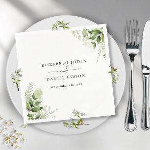 Rustikale Grünpflanzen Blätter Elegante Namen Datu Serviette