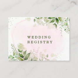 Rustikale Grünpflanzen Blush Pink Airy Wedding Reg Visitenkarte