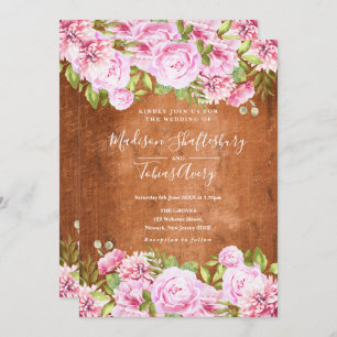 Rustikale Grünpflanzen Blush Pink Peony Wedding Einladung