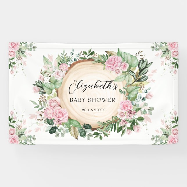 Rustikale Grünpflanzen Dusty Pink Floral Baby Dusc Banner