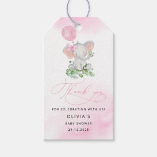 Rustikale Grünpflanzen Elephant Gir Babydusche Geschenkanhänger