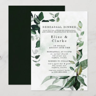 Rustikale Grünpflanzen Eukalyptus Probe Abendessen Einladung