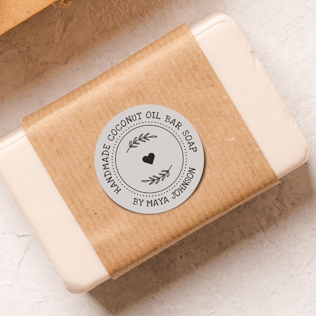 Rustikale Grünpflanzen, handgefertigte Seife Runder Aufkleber (Rustic Greenery Handmade Soap Classic Round Sticker)