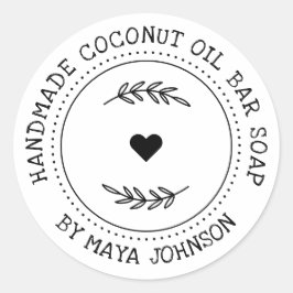 Rustikale Grünpflanzen, handgefertigte Seife Runder Aufkleber