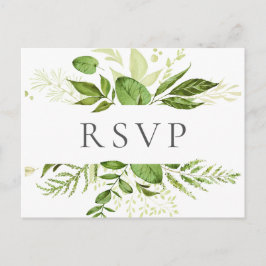 Rustikale Grünpflanzen Hochzeit RSVP Postkarten