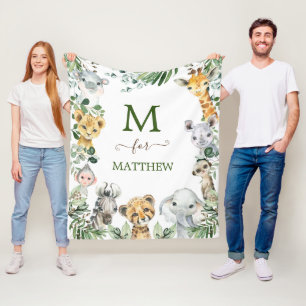 Rustikale Grünpflanzen Safari Wild Animals Baby Bo Fleecedecke