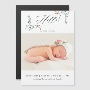 Rustikale Grünpflanzen Winter Baby Mädchen Foto Ge Magneteinladung