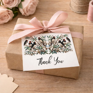 Rustikale Grußkarten-Set mit Vogel-Motiv und gefal Dankeskarte