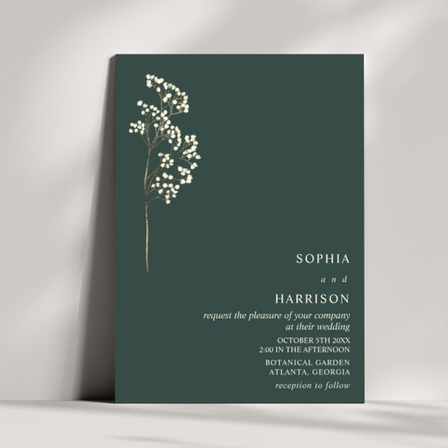 Rustikale Gypsophila Emerald Hochzeit im Herbst 2 Einladung (Von Creator hochgeladen)
