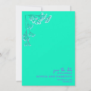 Rustikale Gypsophila Neon Blue Wedding Save The Date