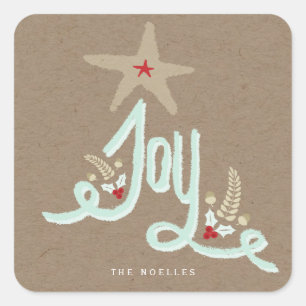 Rustikale Hand Letter Joy Kraft Holiday Sticker