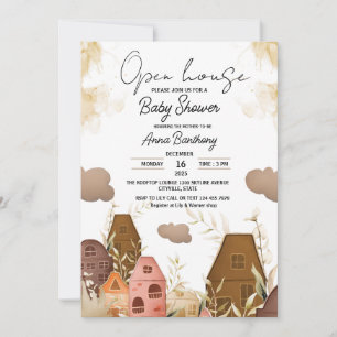 Rustikale Hand Zeichne Open House Babydusche Einladung