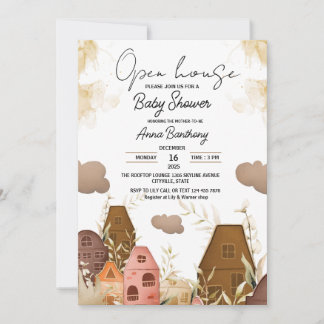 Rustikale Hand Zeichne Open House Babydusche Einladung
