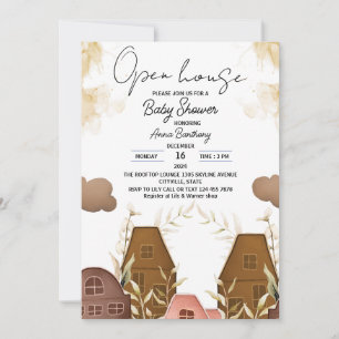 Rustikale Hand Zeichne Open House Babydusche Einladung