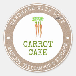 Rustikale Handarbeit mit Liebe | Carrot Cake Label Runder Aufkleber