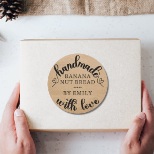 Rustikale Handarbeit mit Liebe Script Heart Kraft  Runder Aufkleber