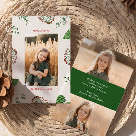 Rustikale HandDrawn Mistletoe Pine Christmas 3 Fot Feiertagskarte