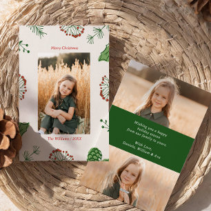 Rustikale HandDrawn Mistletoe Pine Christmas 3 Fot Feiertagskarte