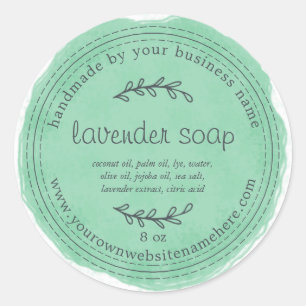Rustikale, handgefertigte Lavendelseife Grün Runder Aufkleber