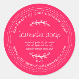 Rustikale, handgemachte Lavendelseife Diva Pink Runder Aufkleber