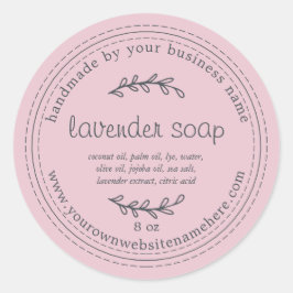 Rustikale, handgemachte Lavendelseife Parfait Pink Runder Aufkleber