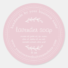 Rustikale, handgemachte Lavendelseife Parfait Pink Runder Aufkleber