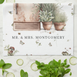 Rustikale handgemalte Kitchen Monogram Tea Geschirrtuch