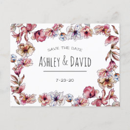 Rustikale, handgeschriebene Blütenblätter Save the Einladungspostkarte