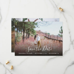 Rustikale, handgeschriebene Hochzeit des Fotos Save The Date