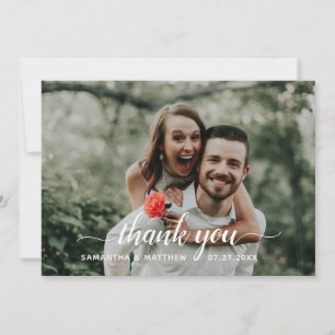 Rustikale handgeschriebene Schrift Foto-Hochzeit  Dankeskarte