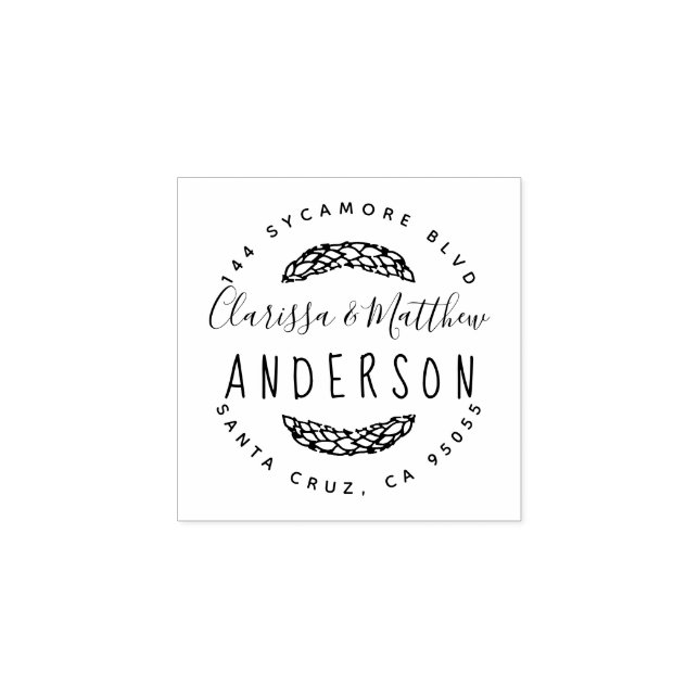 Rustikale, handgezogene Verheiratete Rücksendeadre Gummistempel (Prägung)