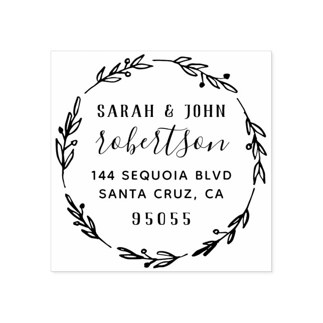 Rustikale, handgezogene Verheiratete Rücksendeadre Gummistempel (Prägung)