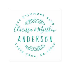 Rustikale, handgezogene Verheiratete Rücksendeadre Permastempel