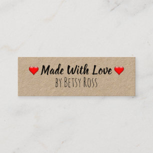Rustikale Handmade-Kraft mit Liebe hergestellt Mini Visitenkarte