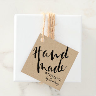 Rustikale Handmade mit Liebe Script Geschenkanhänger