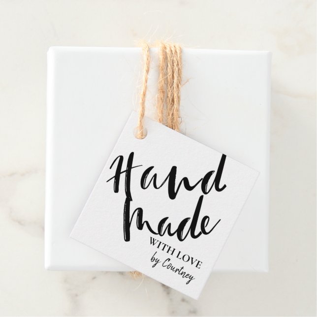 Rustikale Handmade mit Liebe Script Geschenkanhänger (Beispiel)