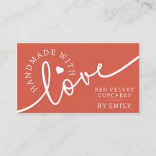 Rustikale Handmade mit Liebe Script Herz Backwaren Visitenkarte