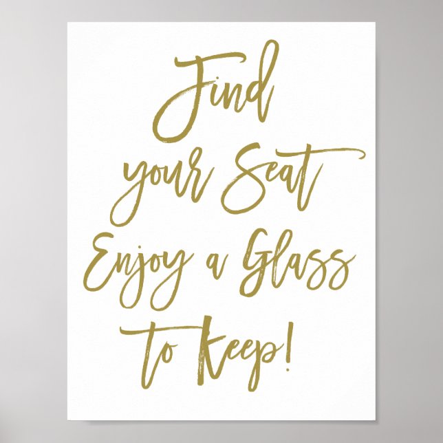 Rustikale Handschrift finden Sie Ihr Seat Wedding- Poster (Vorne)