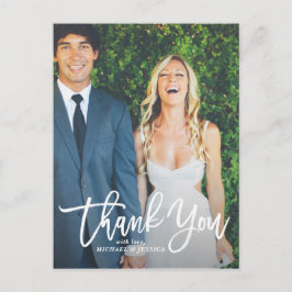 Rustikale Handschrift Foto Hochzeit Danke Postkarte