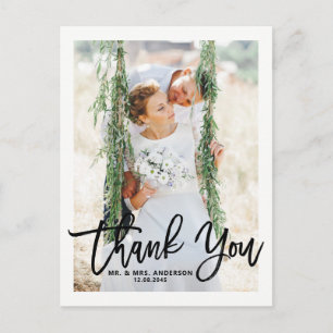 Rustikale Handschrift Foto Hochzeit Danke Postkarte